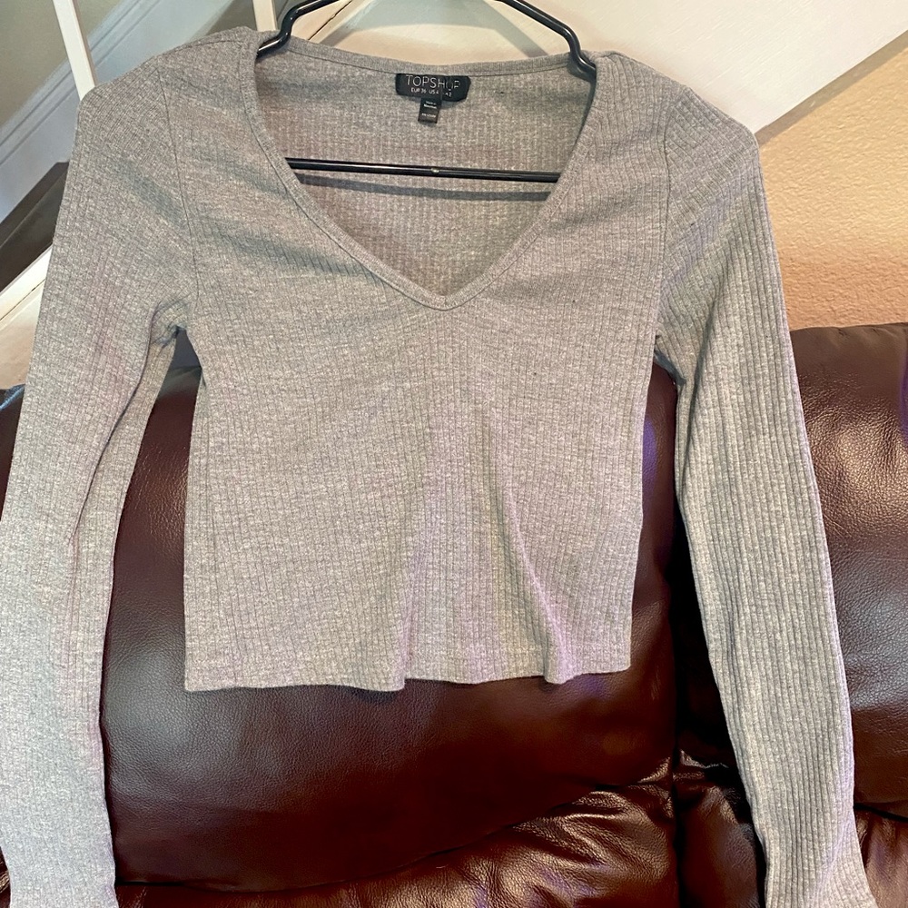 Cropped, long sleeve Topshop top